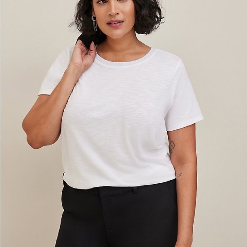 Torrid white burnout crew neck slim fit tee